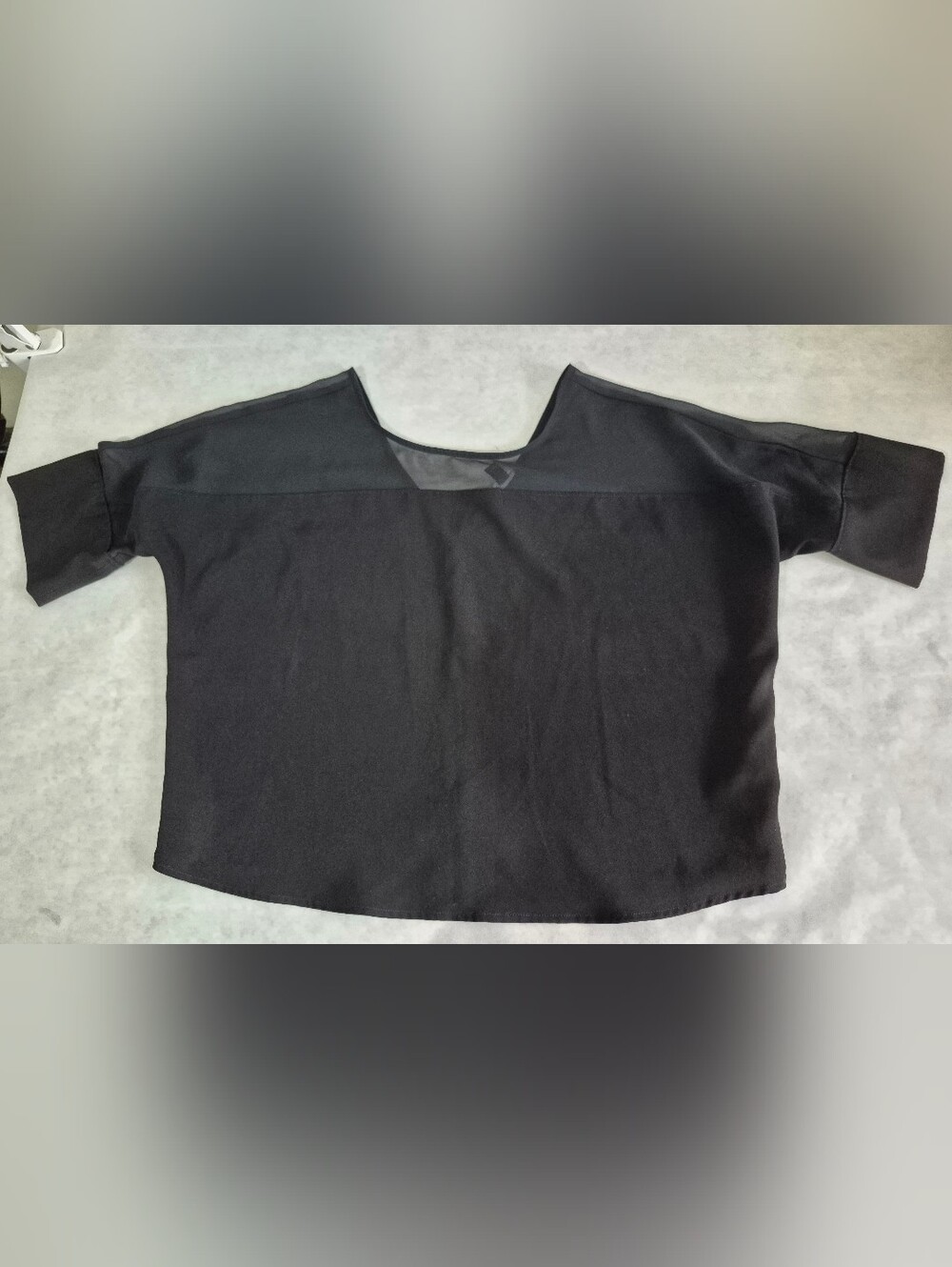 Elegant Black Top with Sheer Mes Express Small